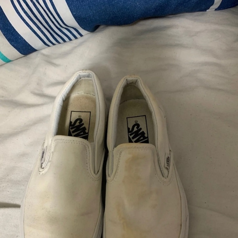 White slip on vans